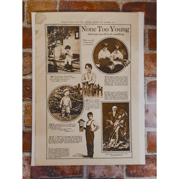 1918 "None Too Young - None Too Old" Original WWI‎ Sepia Tone Photo Article Page - Picture 5 of 16